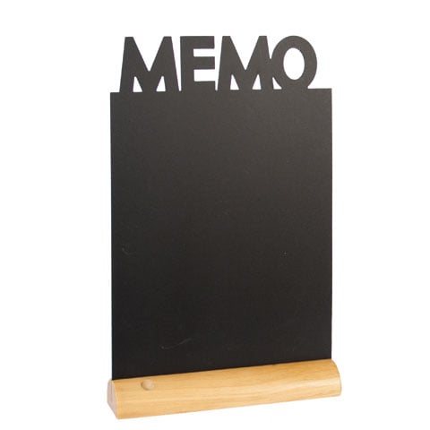 MEMO-SHAPED SILHOUETTE TABLE CHALK BOARD with Wooden BASE (INCLUDES WHITE LIQUID CHALK MARKER)