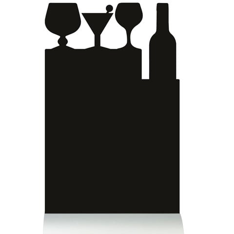 COCKTAILS-SHAPED SILHOUETTE TABLE CHALK BOARD with Aluminium BASE (INCLUDES WHITE LIQUID CHALK MARKER)