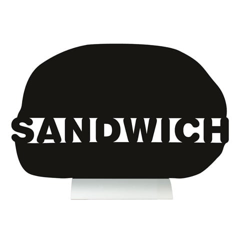 SANDWICH-SHAPED SILHOUETTE TABLE CHALK BOARD with Aluminium BASE (INCLUDES WHITE LIQUID CHALK MARKER)