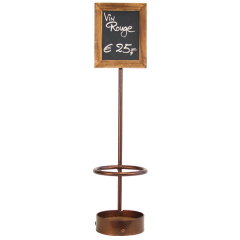 STEEL SINGLE WINE BOTTLE DISPLAY w/CHALK BOARD