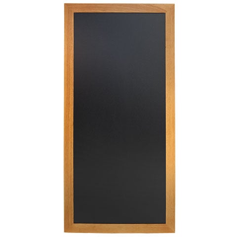 -TS- ONG HARD WOOD CHALK BOARD - WITH LACQUERED TEAK FINISH - WALL MOUNTING SCREWS INCLWUDED, W56xH120cm , BLACK, SECURIT