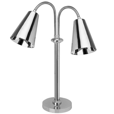 S/S DOUBLE STANDING LAMP WARMER CONICAL SHADE w/BULB & RD BASE, 72" CORD, 230V/50Hz/1, EASTERN TABLETOP == 1 YEAR WARRANTY==