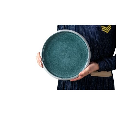 Porcelain Round Plate Ø26.5xH2.5cm, Blue/Black