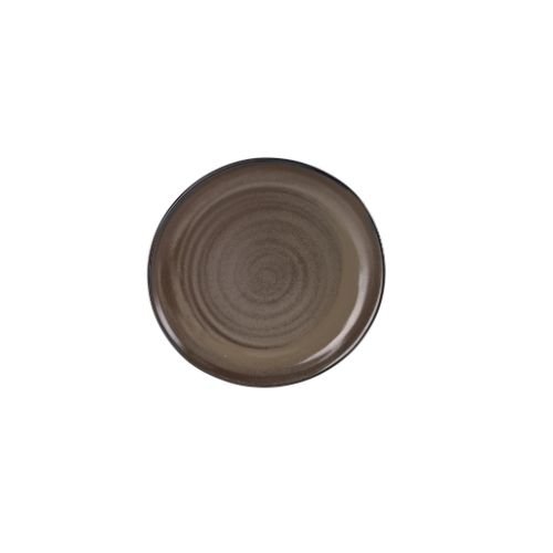 Porcelain Round Flat Plate Ø18.3xH2.8cm, Brown