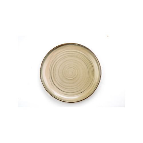 Porcelain Round Flat Plate Ø18.3xH2.8cm, Khaki Yellow