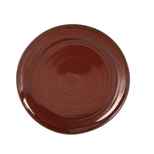 Porcelain Round Flat Plate Ø18.3xH2.8cm, Rusty Red