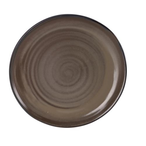 Porcelain Round Flat Plate Ø26xH2.5cm, Brown