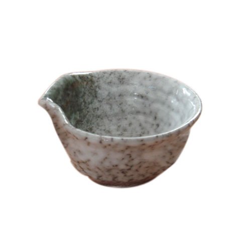 STONEWARE SAUCE BOWL w/LIP L8.5xW9xH5cm, SPECKLED GREEN