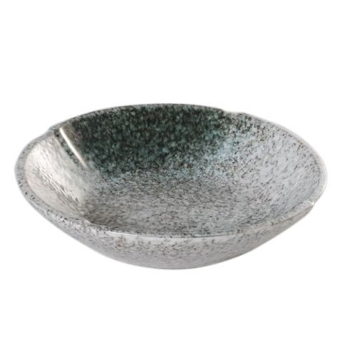 STONEWARE SHALLOW BOWL Ø12.7xH4cm, SPECKLED GREEN