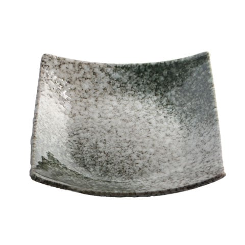 STONEWARE SQUARE PLATE Ø16.2xH3.6cm, SPECKLED GREEN