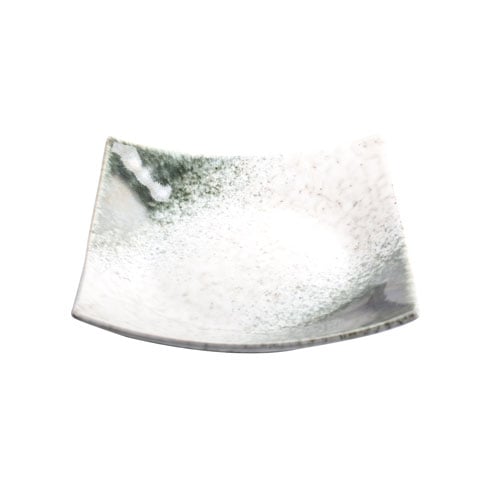 STONEWARE SQUARE PLATE L20.5xW20.5xH4.5cm, SPECKLED GREEN