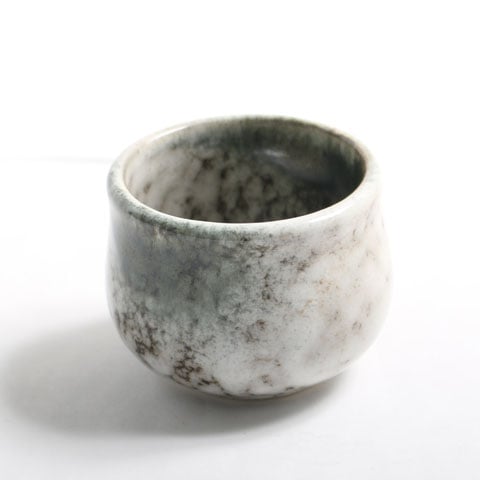 STONEWARE SAKE CUP Ø5xH4cm, SPECKLED GREEN