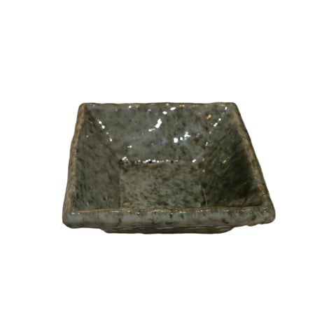 STONEWARE SQUARE SAUCE DISH L8xW8xH3cm, SPECKLED GREEN