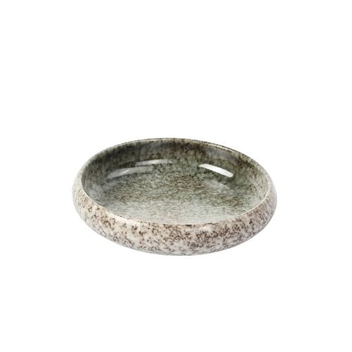 Stoneware Round Serving Dish Ø15xH4.4cm, Speckled Green