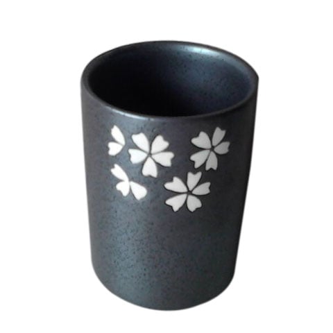 PORC GREEN TEA CUP Ø7xH10cm, 0.25L, BLACK/WHITE FLOWER PRINT