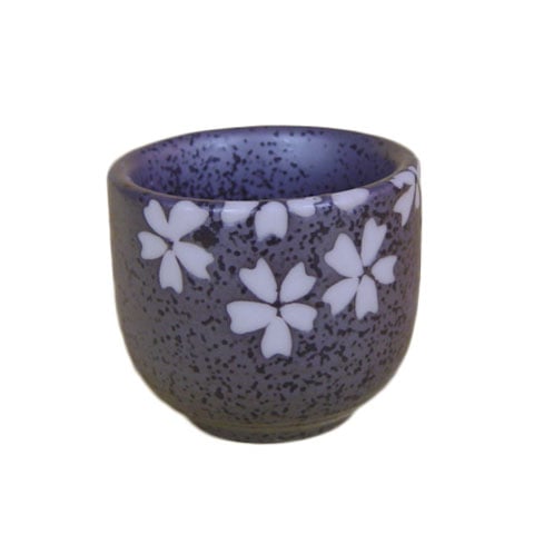 PORC SAKE CUP Ø4.5xH5cm, 0.05L, BLACK/WHITE FLOWER PRINT