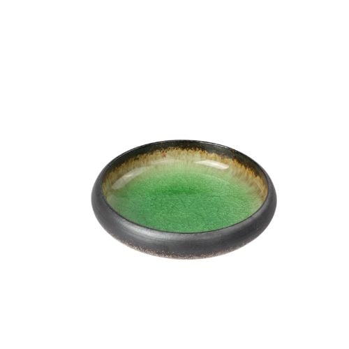 Stoneware Round Deep Soup Plate Ø15xH4.4cm, Green/Black