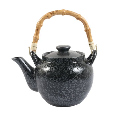 STONEWARE JAP TEAPOT WITH CANE HANDLE Ø9.5xH11cm, 1L, SLATE BLACK