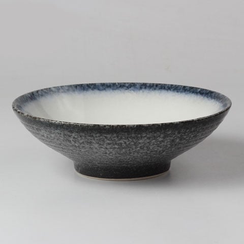 STONEWARE SHALLOW BOWL Ø8.75xH2.5", GREY RIM