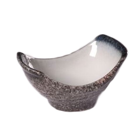 STONEWARE DISH L13xW8xH6cm, GREY RIM