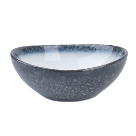 STONEWARE OVAL BOWL L14.5xW13.5xH5.5cm, GREY RIM