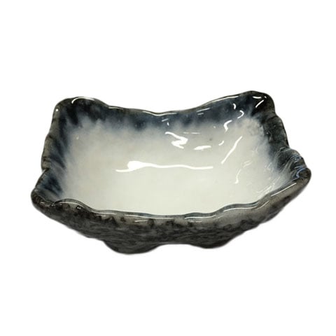 STONEWARE SAUCE DISH L8.5xW7xH4cm, GREY RIM