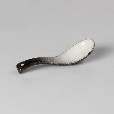 STONEWARE SOUP SPOON 14cm, GREY RIM