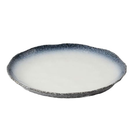 STONEWARE ROUND PLATE Ø26xH3.7cm, GREY RIM