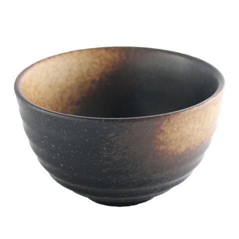 STONEWARE BOWL Ø11xH6.8cm, BROWN/STRIPE STONE