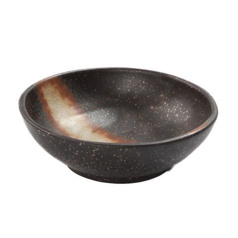 STONEWARE SHALLOW BOWL Ø16.7xH5.1cm, BROWN/STRIPE STONE