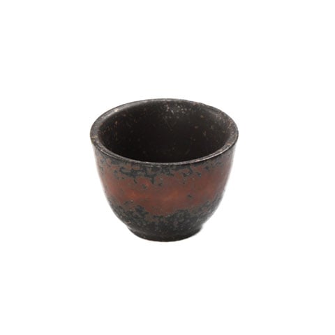 STONEWARE SAKE CUP Ø5.5xH4.2cm, BROWN/STRIPE STONE