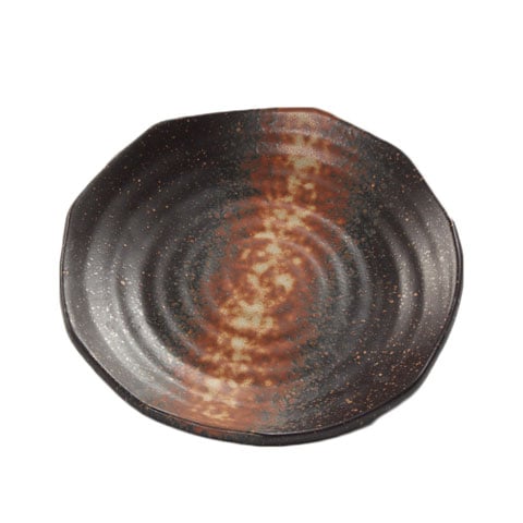 STONEWARE SIDE DISH Ø16xH2.8cm, BROWN/STRIPE STONE