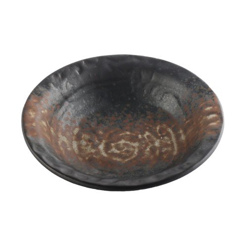 STONEWARE SHALLOW BOWL Ø16.2xH4.2cm, BROWN/STRIPE STONE