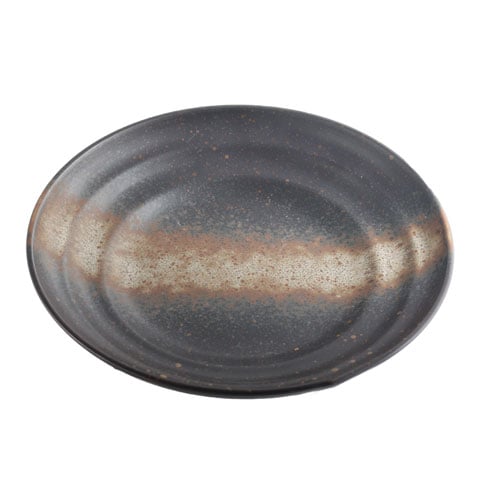 STONEWARE ROUND DEEP PLATTER L25xW25xH4.7cm, BROWN/STRIPE STONE