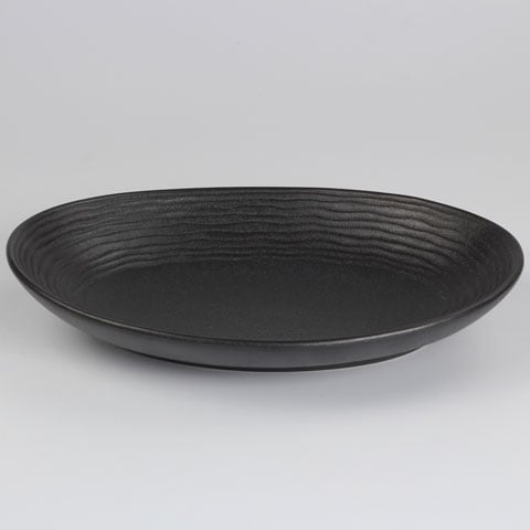 STONEWARE OVAL DEEP DISH Ø11xW7.5", BLACK