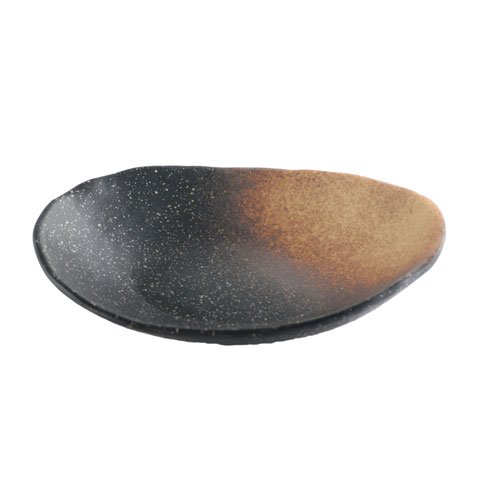 STONEWARE OVAL BOWL L25.4xW18.5xH5.5cm, BLACK/BROWN STONE
