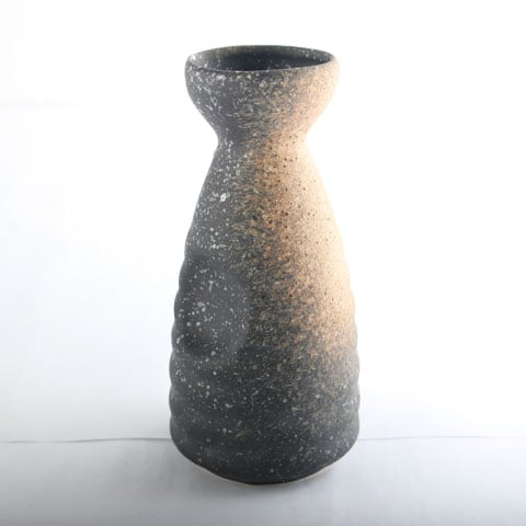 STONEWARE SAKE BOTTLE Ø5.5xH16cm, 300ml, BLACK/BROWN STONE