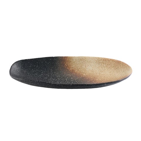 STONEWARE LONG OVAL PLATTER L33xW13.7xH4cm, BLACK/BROWN STONE