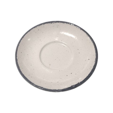 PORCELAIN SAUCER FOR CUP E599-C-04105 Ø14.5xH2cm, SPECKLED WHITE WITH BLUE RIM