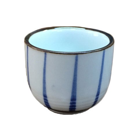 PORC SAKE CUP Ø4.5xH5cm, 0.05L, WHITE/BLUE LINE