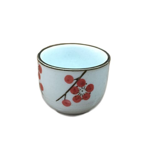 PORC SAKE CUP Ø4.5xH5cm, 0.05L, WHITE/RED FLOWER PRINT