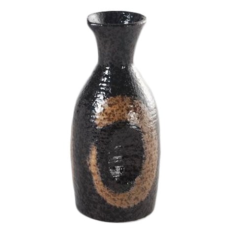 STONEWARE SAKE BOTTLE Ø5xH15cm, 0.3L, DARK BROWN