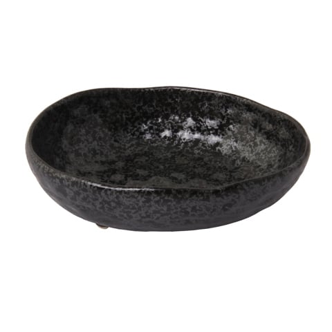 STONEWARE  OVAL DEEP PLATE L15.8xW14.1xH5.3cm, STROKE BRUSH