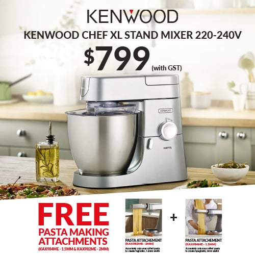 Kenwood Chef XL Stand Mixer 6.7L with Tagliolini & Spaghetti Attachment , Silver  ==1 Year Warranty==