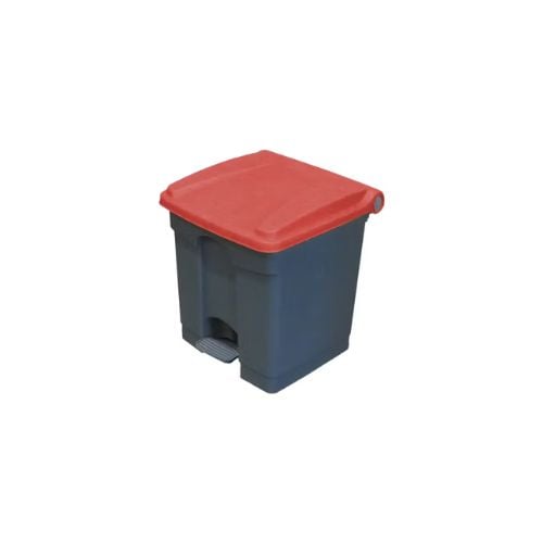 Cambro Step-On Container / Pedal Bin With Coloured Lid L40xW40xH43.9cm, 30L, Grey/Hot Red