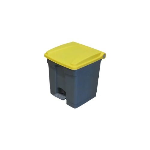 Cambro Step-On Container / Pedal Bin With Coloured Lid L40xW40xH43.9cm, 30L, Grey/Yellow