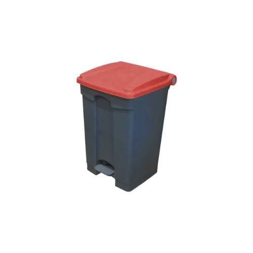 Cambro Step-On Container / Pedal Bin With Coloured Lid L40xW40xH60.9cm, 45L, Grey/Hot Red