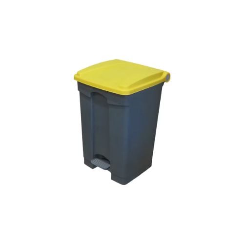 Cambro Step-On Container / Pedal Bin With Coloured Lid L40xW40xH60.9cm, 45L, Grey/Yellow