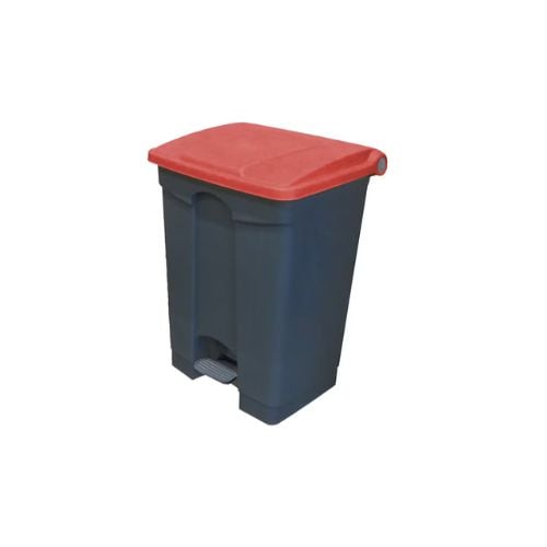 Cambro Step-On Container / Pedal Bin With Coloured Lid L50xW41.9xH70.9cm, 68L, Grey/Hot Red