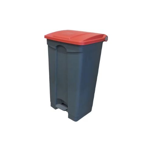 Cambro Step-On Container / Pedal Bin With Coloured Lid L50xW41.9xH84.9cm, 87L, Grey/Hot Red